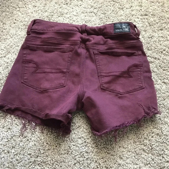 American Eagle Maroon Hi-Rise Shorty Shorts - Picture 4 of 5